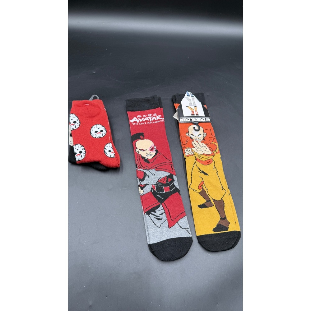 Avatar The Last Airbender & Friday the 13th Mens Crew Socks Bundle 4 Pairs NWT